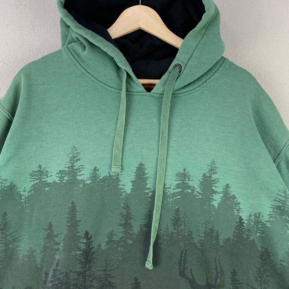Legendary Hoodie Mens XLT Green Outdoors Deer Forest Graphic Pullover Sweatshirt